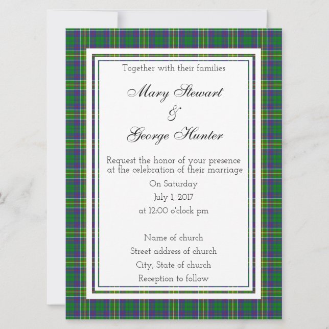 Invitación a la boda escocesa de Hunter (Anverso)