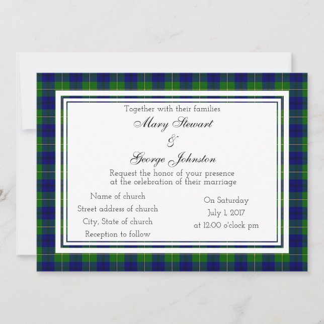 Invitación a la boda escocesa de Johnston (Anverso)