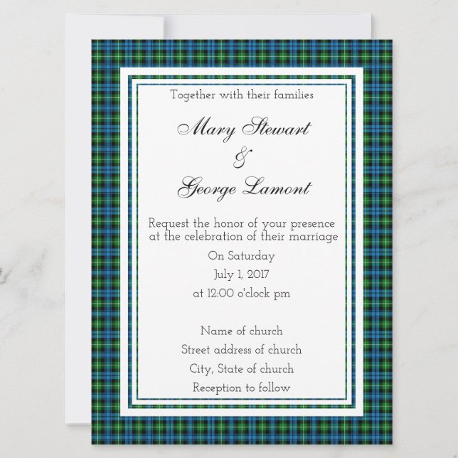 Invitación a la boda escocesa de Lamont (Anverso)