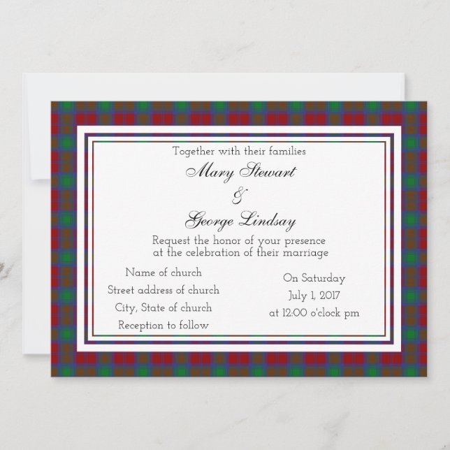 Invitación a la boda escocesa de Lindsay (Anverso)