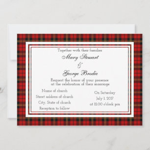 Invitación a la boda escocesa roja Brodie
