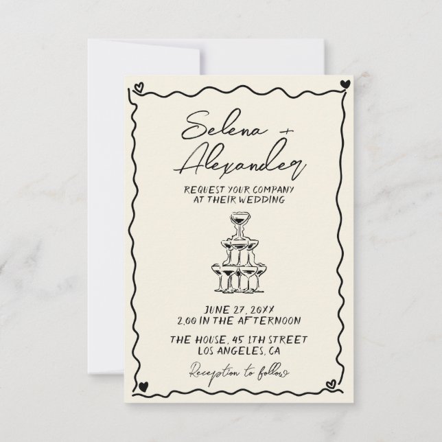 Invitación a la boda escrita a mano con estilo Ret (Reverso)