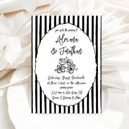 Invitación a la boda escrita de mano negra y blanc