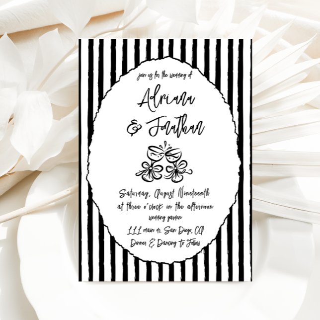 Invitación a la boda escrita de mano negra y blanc (Subido por el creador)