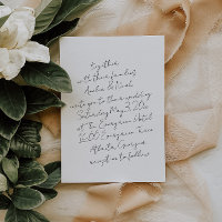 Invitación a la boda escrita de mano ultra Minimal