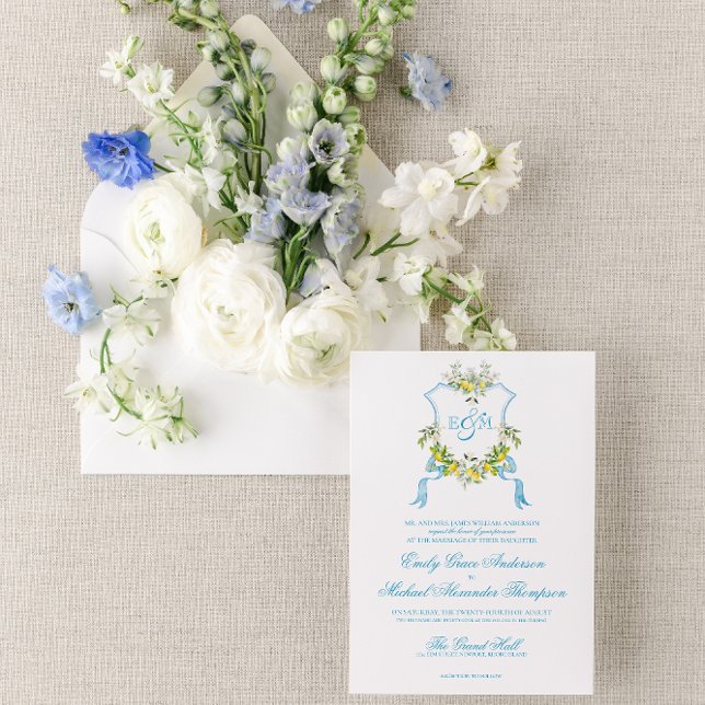 Invitación a la boda Escudo de estilo mediterráneo (Subido por el creador)