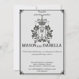 Invitación a la boda Escudo de Monograma Floral Cl