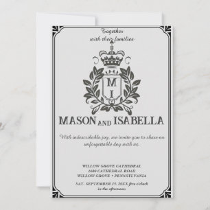 Invitación a la boda Escudo de Monograma Floral Cl