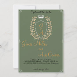 Invitación a la boda Escudo de Monograma Floral Cl