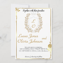 Invitación a la boda Escudo de Monograma Floral Cl