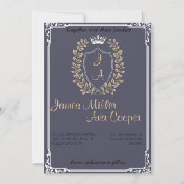Invitación a la boda Escudo de Monograma Floral Cl