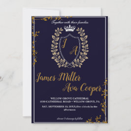 Invitación a la boda Escudo de Monograma Floral Cl