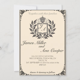 Invitación a la boda Escudo de Monograma Floral Cl