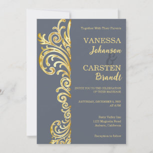 Invitación a la boda Escudo de oro