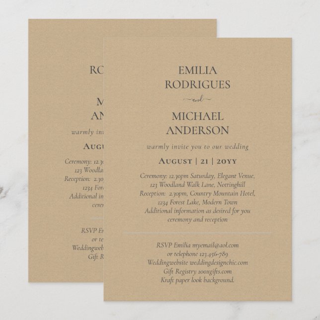 Invitación a la boda española BILINGUAL Nuestra Bo (Anverso / Reverso)