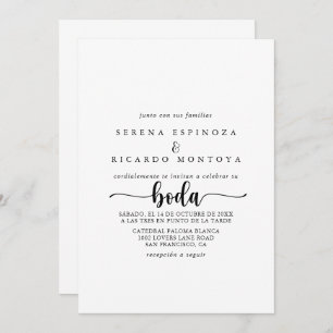 Invitación a la boda española con caligrafía minim