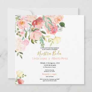 Invitación a la boda española con flores silvestre