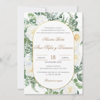 Invitación a la boda española de verde