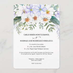 Invitación a la boda española en Blooms Blancos