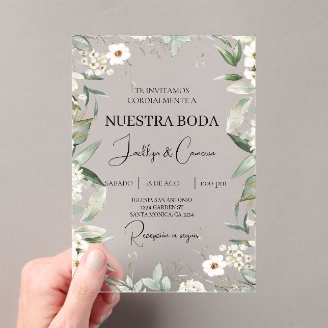 Invitación a la Boda Española Floral Blanca (Insitu (portátil))