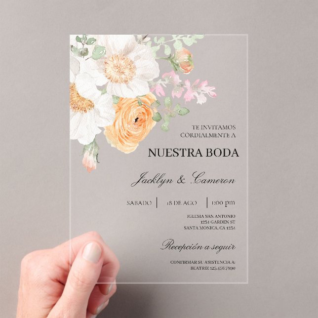 Invitación a la Boda Española Floral Blanca (Insitu (portátil))