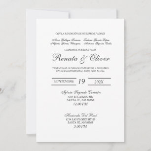 Invitación a la boda española minimalista