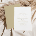 Invitación a la boda española Minimalista de oro<br><div class="desc">Esta minimalista invitación nupcial española es perfecta para un boda rústico. El diseño,  sencillo y elegante,  presenta una tipografía de escritura clásica y elegante en oro.</div>