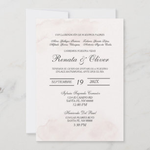 Invitación a la boda española Minimalista negra