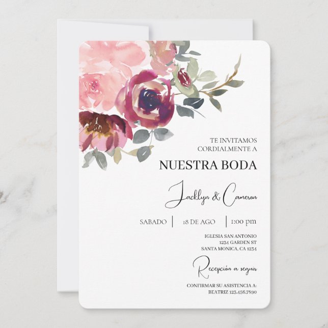 Invitación a la boda española moderna (Anverso)