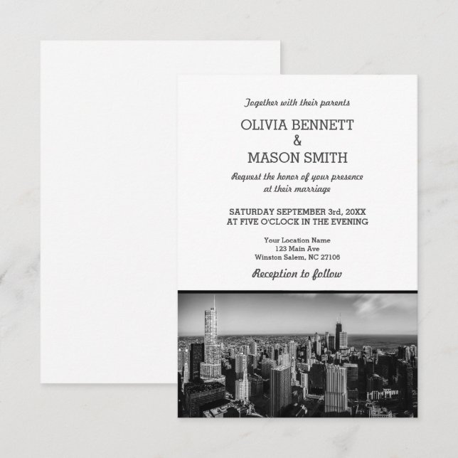 Invitación a la boda | Esquina de Chicago (Anverso / Reverso)