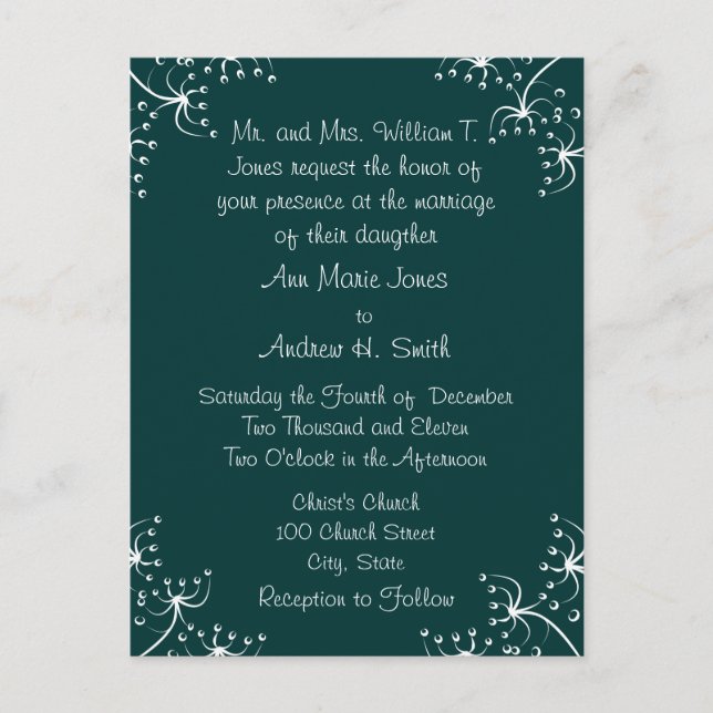 Invitación a la boda Esquinas de flores silvestres (Anverso)