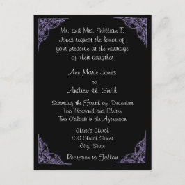 Invitación a la boda Esquinas púrpuras Postales ne
