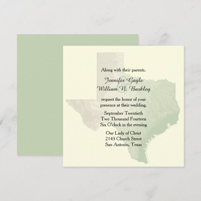 Invitación a la boda estatal de Texas (Anverso / Reverso)