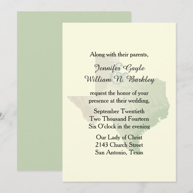 Invitación a la boda estatal de Texas 2 (Anverso / Reverso)
