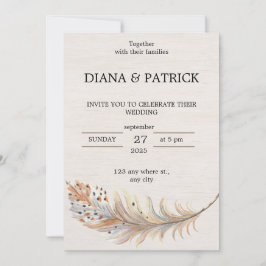 Invitación a la boda estética beige