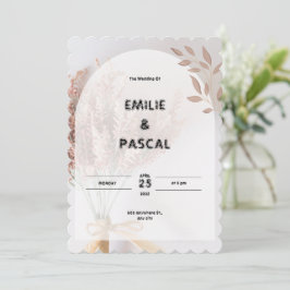 Invitación a la boda estética crema