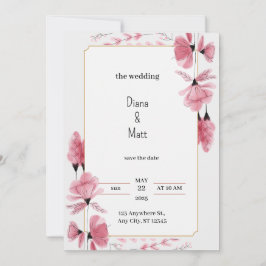 Invitación a la boda estética floral gris rosa