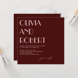 Invitación a la boda estética marrón y rosa pálido