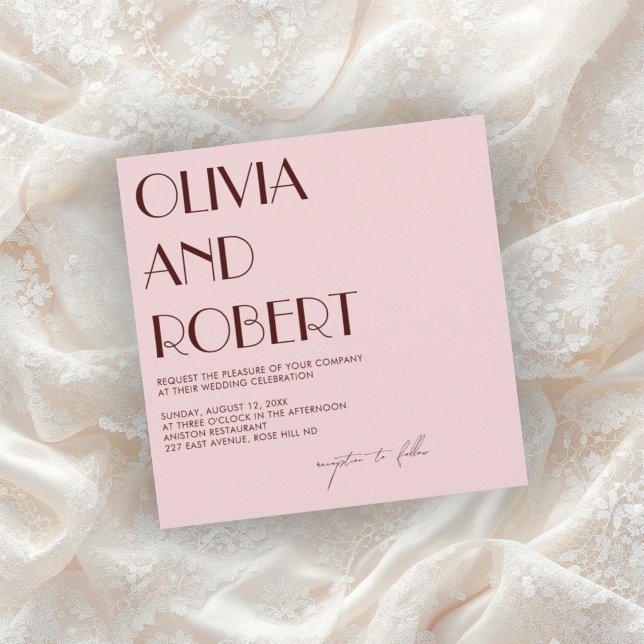 Invitación a la boda estética marrón y rosa pálido (Subido por el creador)