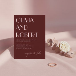 Invitación a la boda estética marrón y rosa pálido
