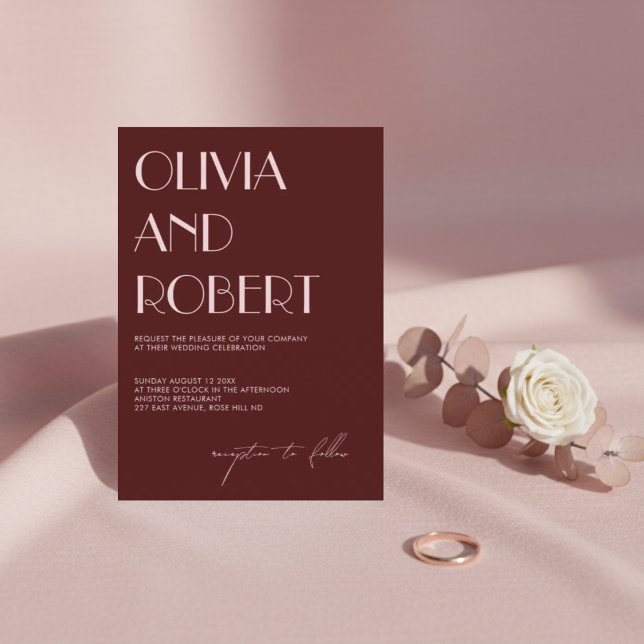 Invitación a la boda estética marrón y rosa pálido (Subido por el creador)
