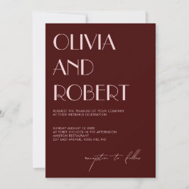 Invitación a la boda estética marrón y rosa pálido