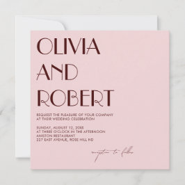 Invitación a la boda estética marrón y rosa pálido