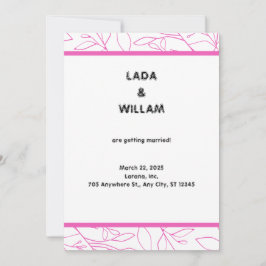 Invitación a la boda estética rosa y blanca