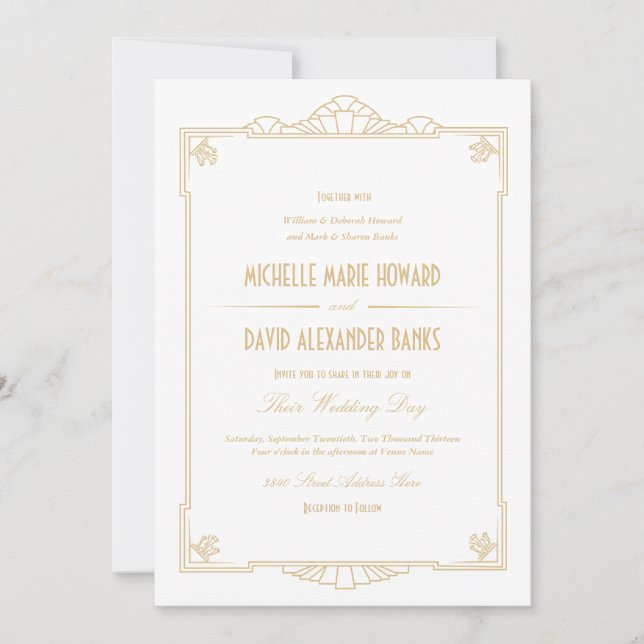 Invitación a la boda estilo Art Deco (Anverso)