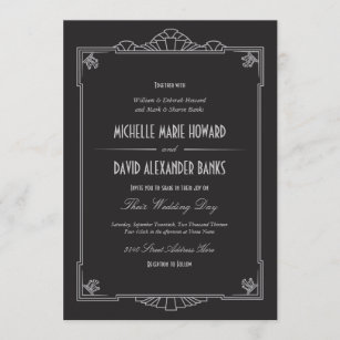 Invitación a la boda estilo Art Deco (Plata)