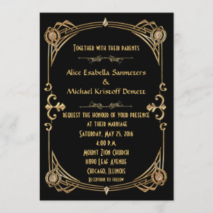 Invitación a la boda estilo Gatsby Art Déco