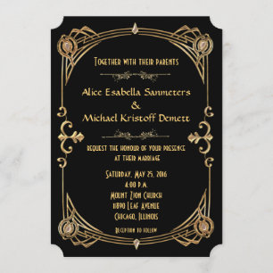 Invitación a la boda estilo Gatsby Art Déco