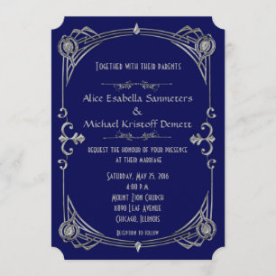 Invitación a la boda estilo Gatsby estilo Art Déco