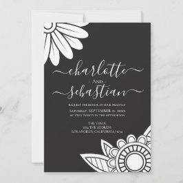 Invitación a la boda estilo tipografía de flores m